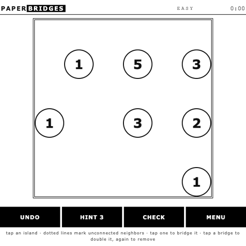 Paper Bridges puzzle screen